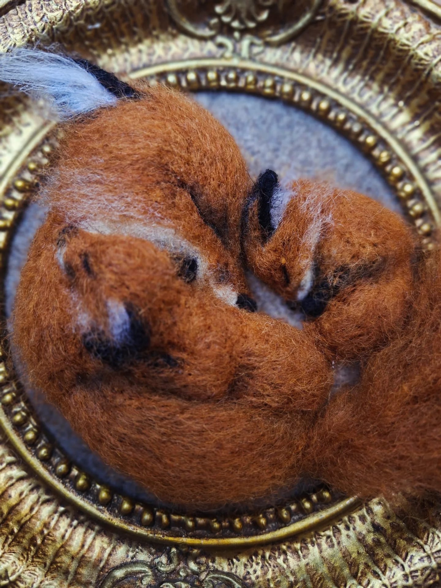 Needle felted mommy fox