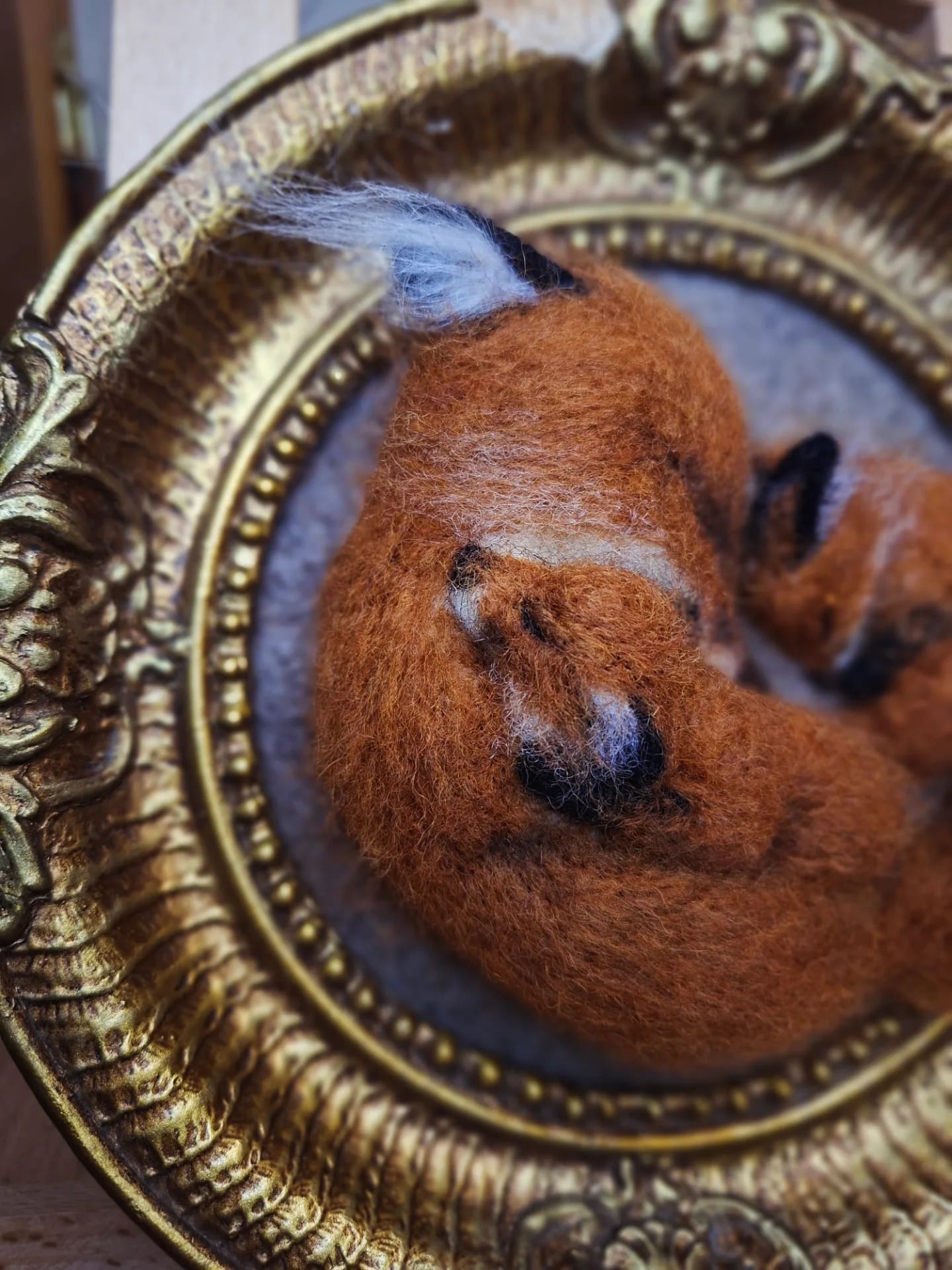 Needle felted mommy fox