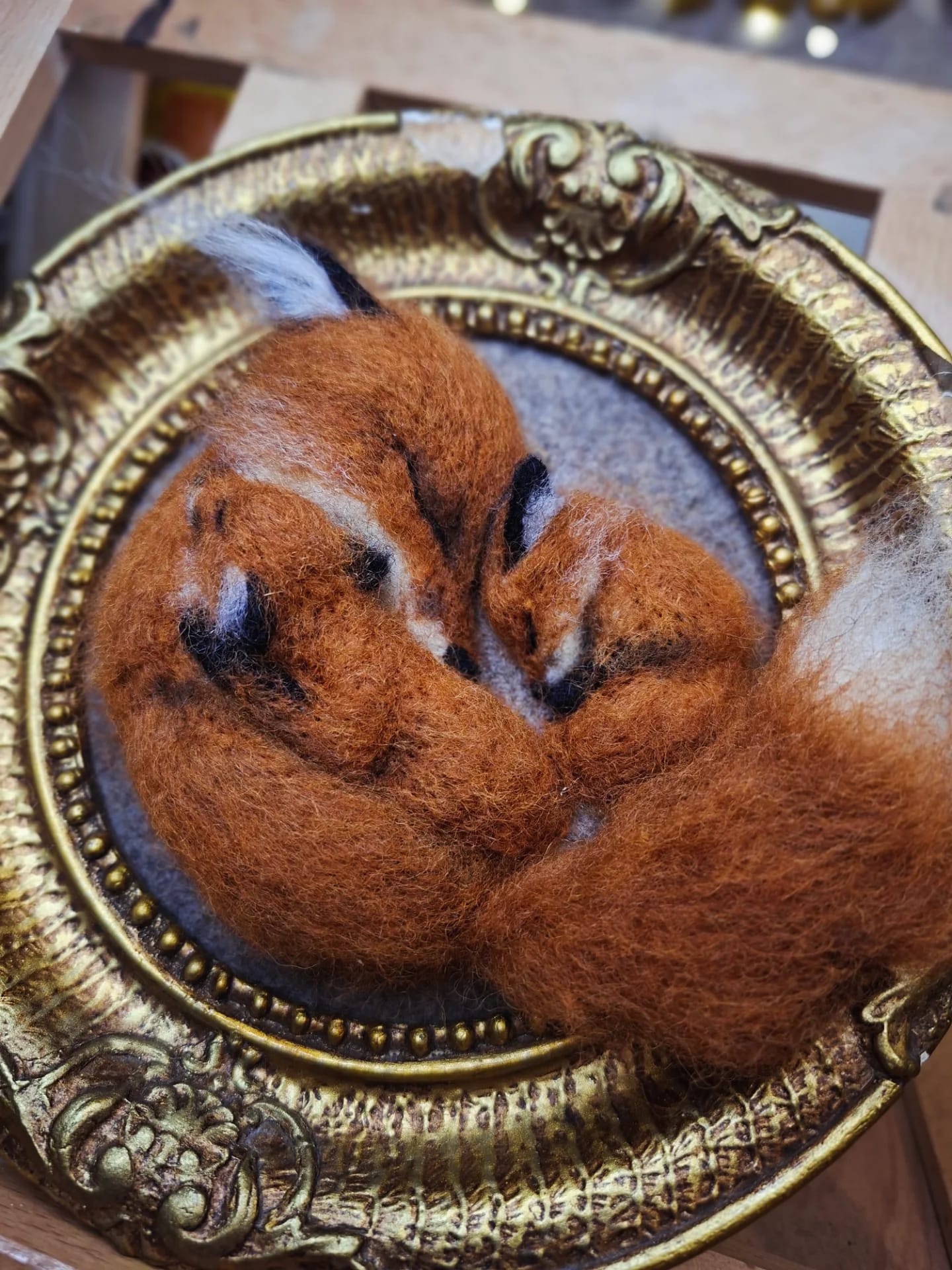 Needle felted mommy fox