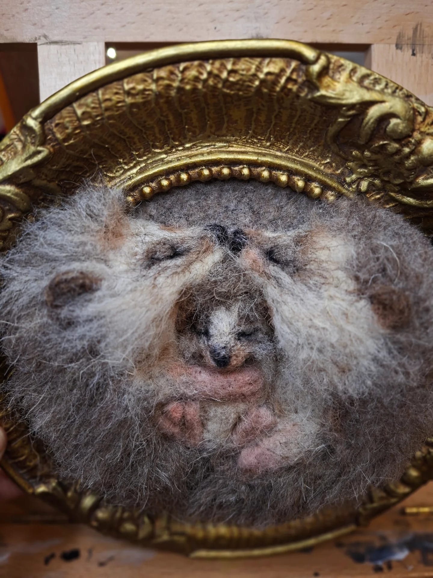 Needle felted hedgehog family