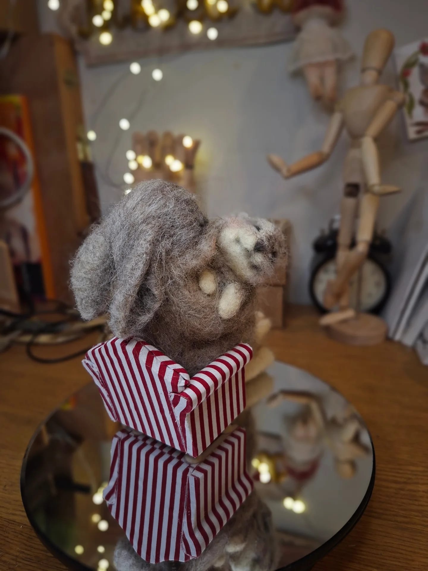 Needle felted mother and child bunnies