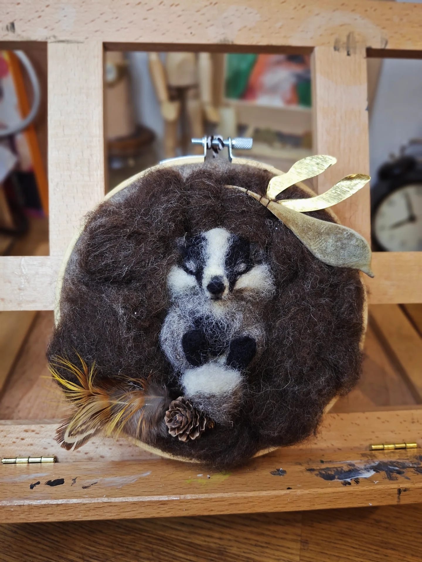 Badger in a cosy nest