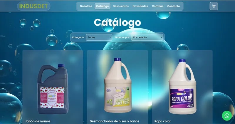 captura del sitio web Indusdet