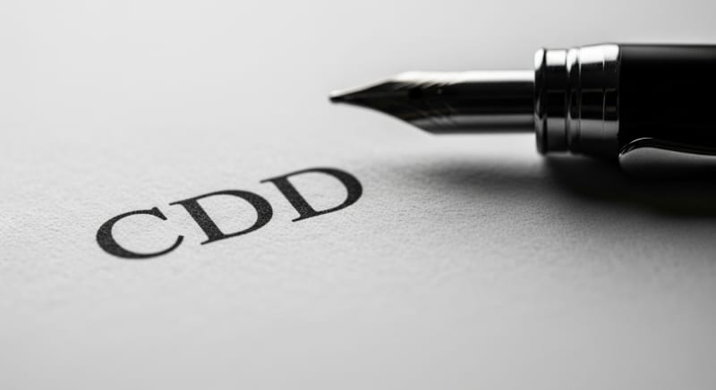 لقطة قريبة لعنوان عقد عمل CDD باللغة العربية