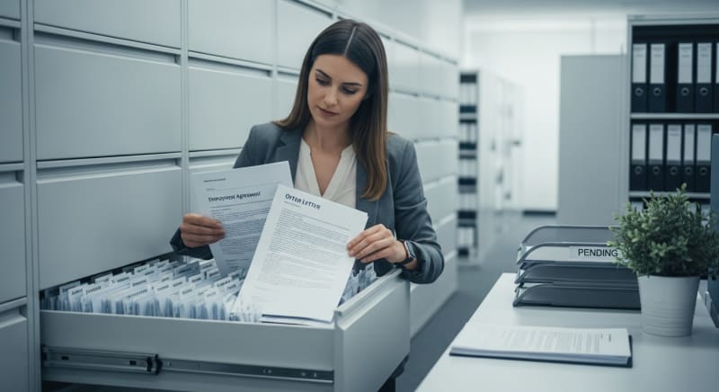 مدير موارد بشرية ينظم عقود العمل الجديدة