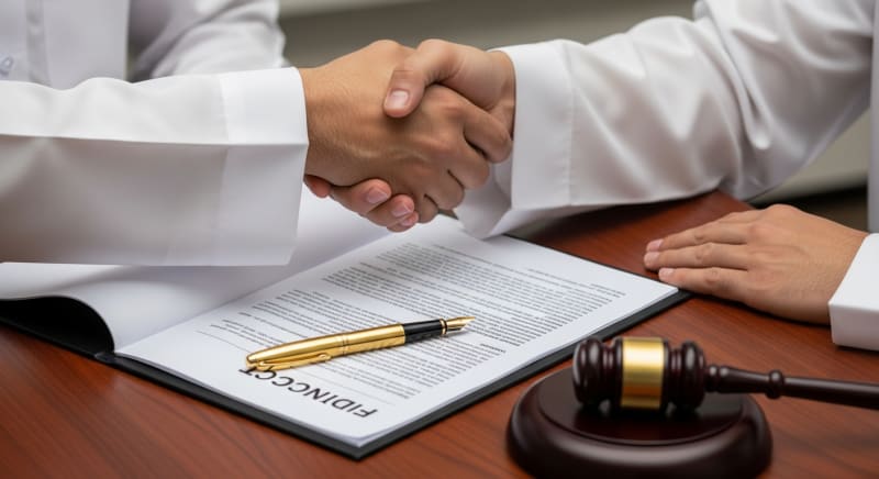 مصافحة لإتمام صفقة بعد استشارة محامي عقود فيديك خبير.
