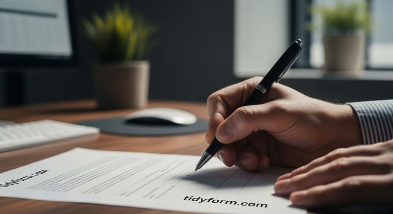 شخص يوقع على وثيقة رسمية من موقع tidyform.com.
