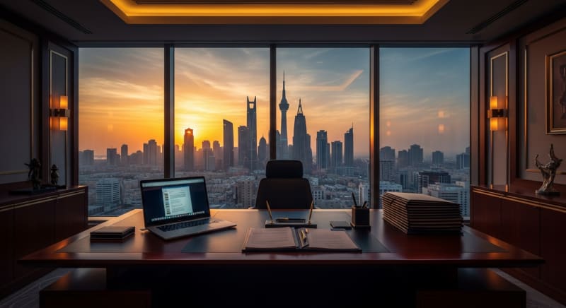 مكتب محامي عقارات جدة يطل على المدينة، مما يعكس الخبرة القانونية العالية في السوق العقاري.