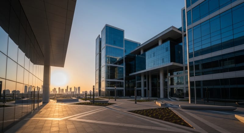 مبنى تجاري حديث يضم مكاتب محاماة، حيث يمكنك العثور على محامي قضايا عمالية خبير.