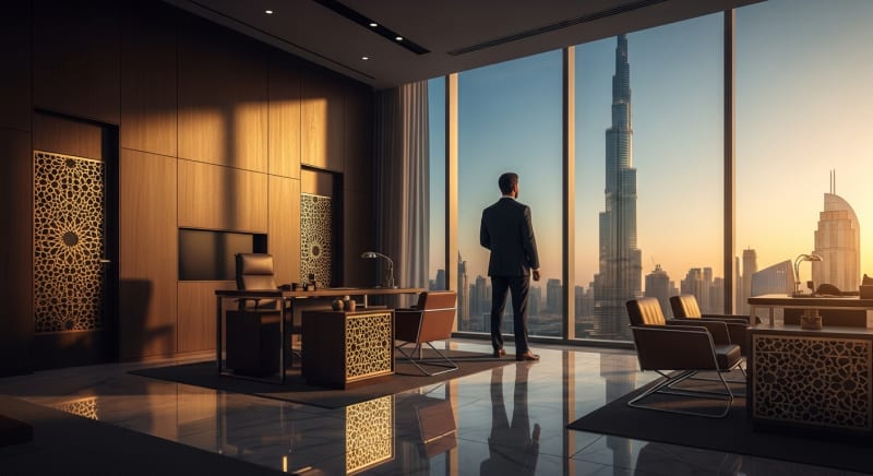 مكتب محاماة راقٍ في دبي يعكس احترافية أفضل محامي في القضايا العمالية.