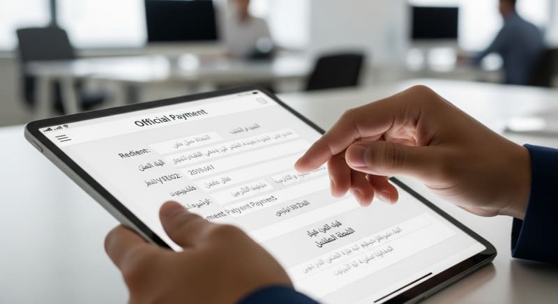 شخص يقوم بتعبئة أحد نماذج الدفع إلكترونياً.