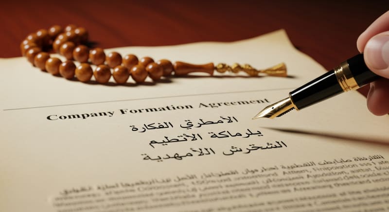 توقيع عقد قانوني يوثق عملية تأسيس شركة أجنبية في السعودية بشكل رسمي.