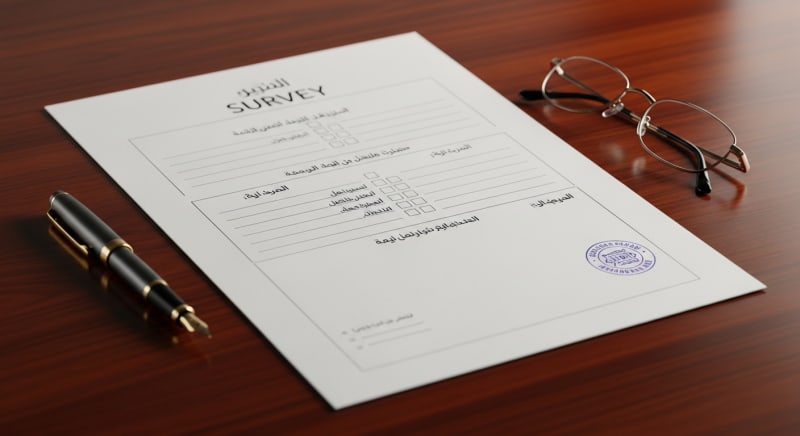 صورة لنموذج قوالب الاستطلاعات جاهز للتحميل بصيغة وورد.