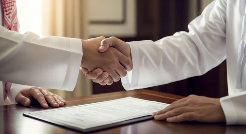 توقيع عقد قانوني يخص إجراءات تأسيس شركة في السعودية للخليجيين.
