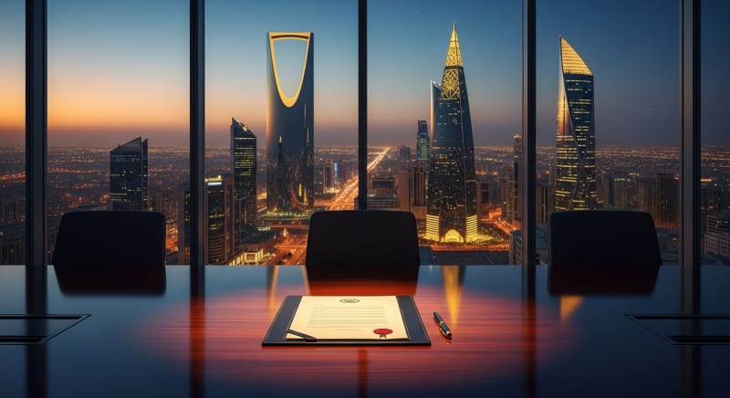 مشهد مكتبي احترافي يعكس دقة حساب تكاليف تأسيس شركة في السعودية.