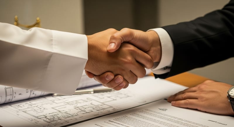 مصافحة عمل تؤكد الاتفاق على تكاليف تأسيس شركة في السعودية.