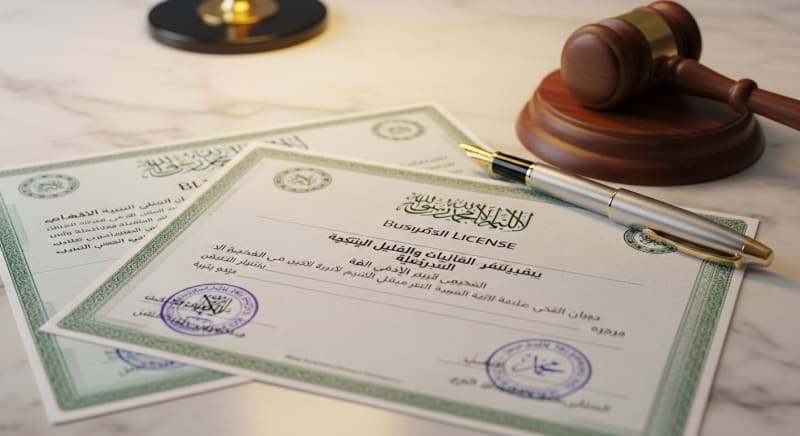 مستندات رسمية توضح أحد الإجراءات القانونية ضمن خطوات فتح شركة في السعودية.