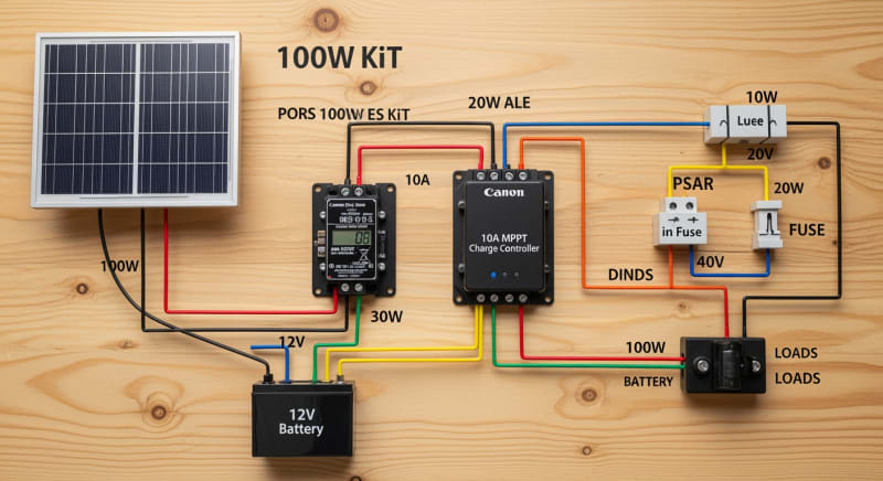 100W solar panel kit - engineering architecture diagram 2026