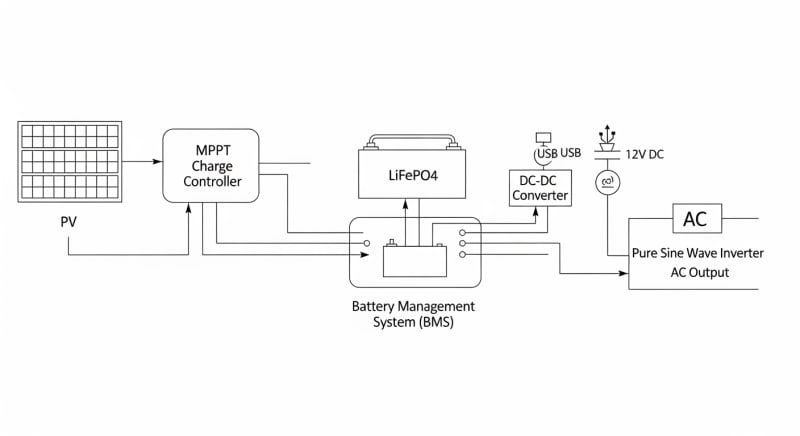 portable power station with solar - engineering architecture diagram 2026