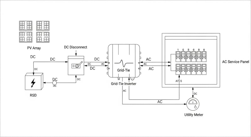 grid tie solar kit - engineering architecture diagram 2026
