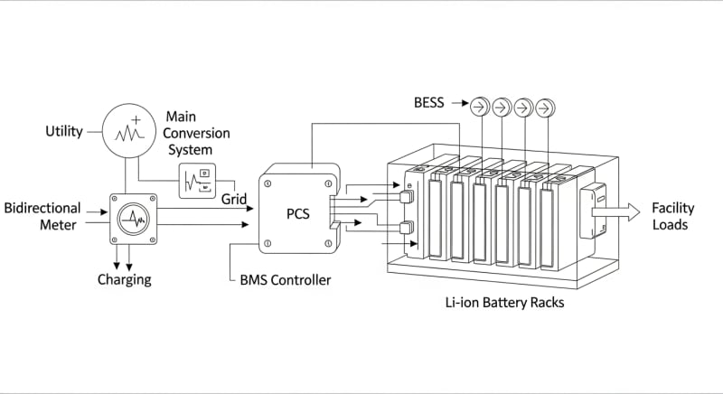commercial battery storage - engineering architecture diagram 2026