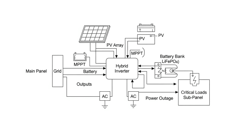 solar back up power - engineering architecture diagram 2026