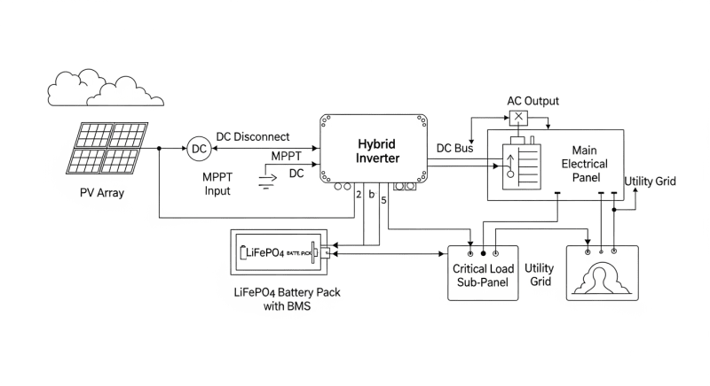 solar panels and batteries for home - engineering architecture diagram 2026