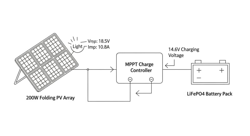 200w folding solar panel - engineering architecture diagram 2026