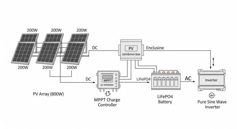 800w solar panel kit - engineering architecture diagram 2026