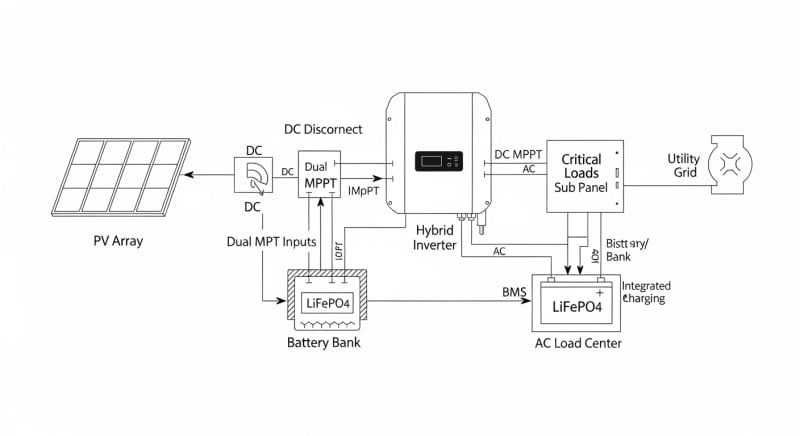 solar panel and inverter kit - engineering architecture diagram 2026