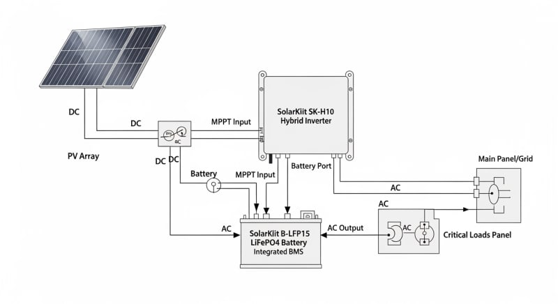 solar panel and battery kit for home - engineering architecture diagram 2026
