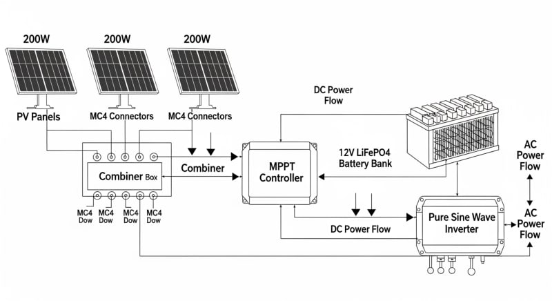 600w solar panel kit - engineering architecture diagram 2026