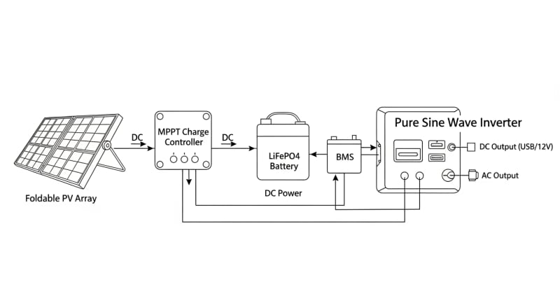 kit solar camping - engineering architecture diagram 2026