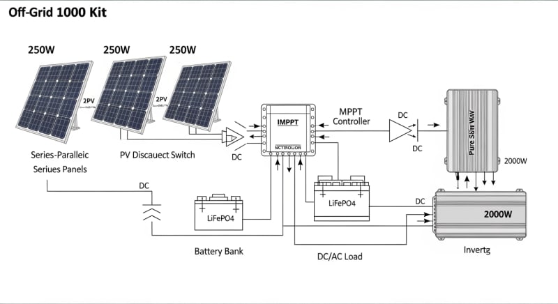 1000 watt solar panel kit - engineering architecture diagram 2026