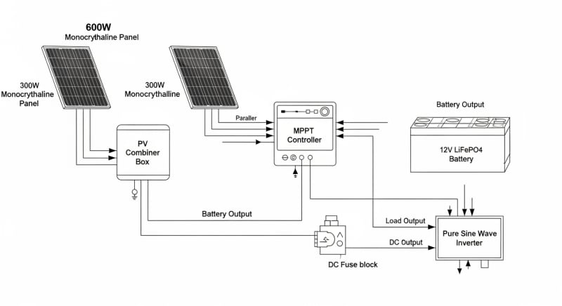 600 watt solar panel kit - engineering architecture diagram 2026
