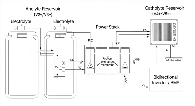 vanadium flow battery for home - engineering architecture diagram 2026