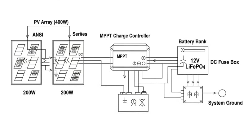 400 watt solar kit - engineering architecture diagram 2026