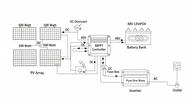 2000 watt solar panel kit - engineering architecture diagram 2026