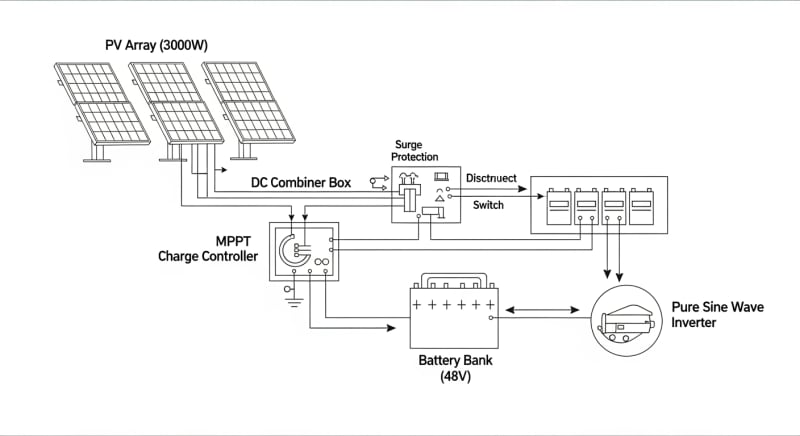 3000w solar panel kit - engineering architecture diagram 2026