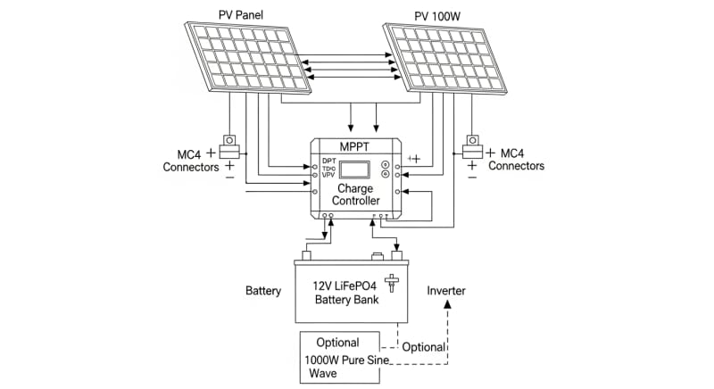 renogy 200w solar kit - engineering architecture diagram 2026