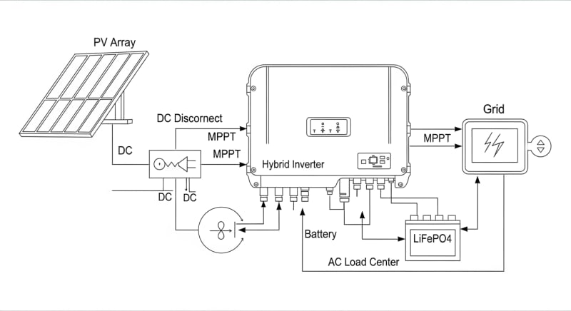 solar panel with inverter kit - engineering architecture diagram 2026