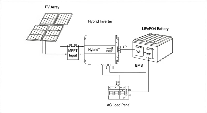 solar panel with battery for home - engineering architecture diagram 2026