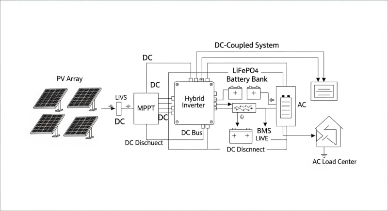 solar panels and storage - engineering architecture diagram 2026