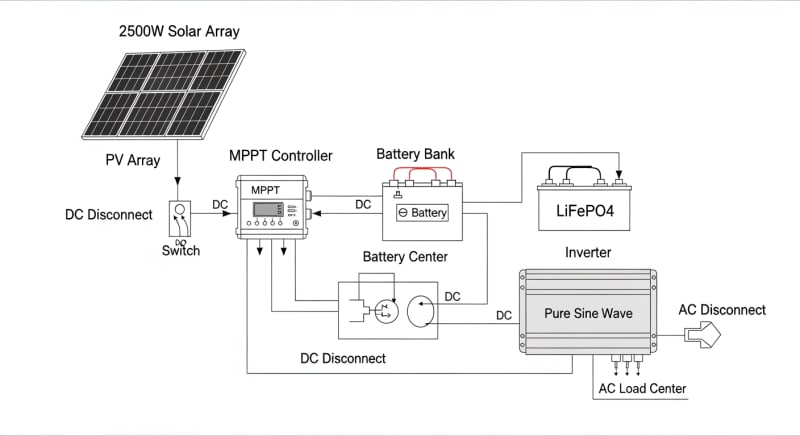 2500 watt solar panel kit - engineering architecture diagram 2026