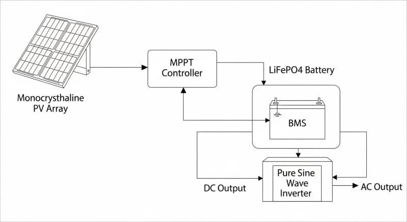portable solar panel system - engineering architecture diagram 2026
