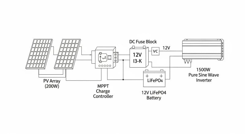 200 watt solar kit - engineering architecture diagram 2026
