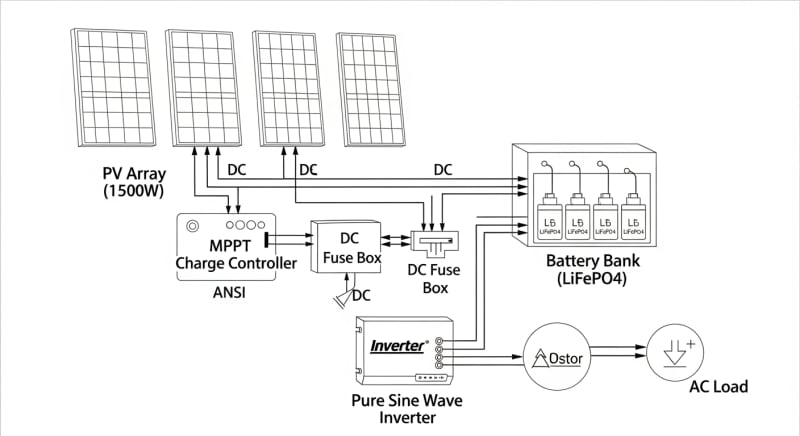 1500 watt solar panel kit - engineering architecture diagram 2026
