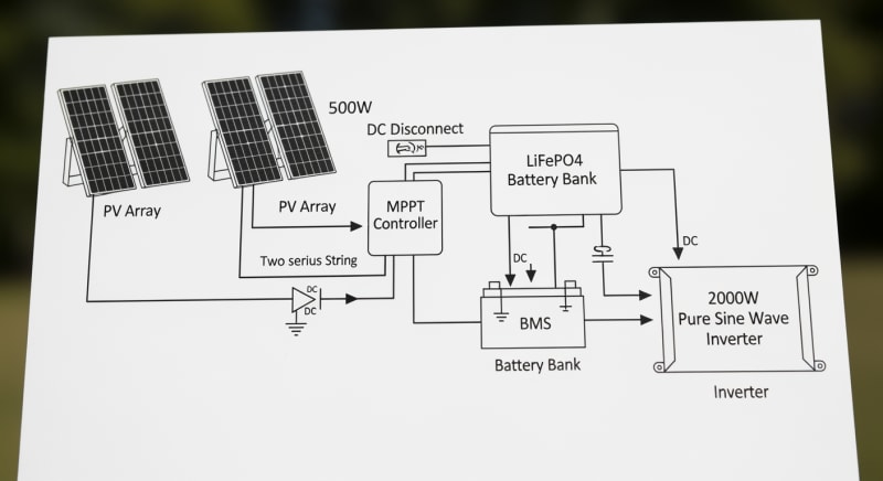 2000w solar kit - engineering architecture diagram 2026