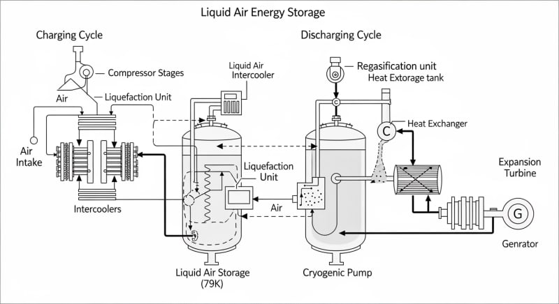 liquid air energy storage - engineering architecture diagram 2026