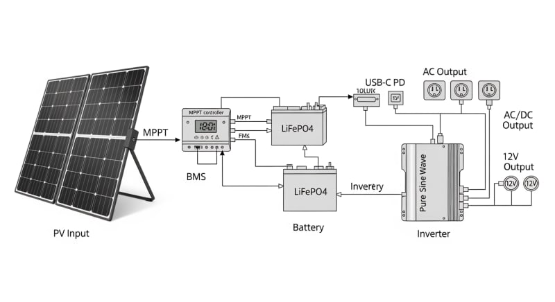 solar panel camping kit - engineering architecture diagram 2026